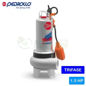 BC 15/50-MF - Pompe électrique triphasée à DEUX CANAUX de 1,5 CV pour eaux usées Pedrollo - 1