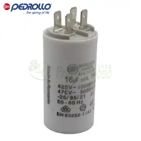 16 F - 16 micro farad 450 VL capacitor Pedrollo - 1