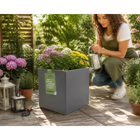 Millennium R Cube - Jarrón de caja de madera antracita de 25 cm - Deroma