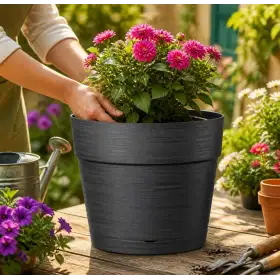 Pot de sauvegarde - Pot rond anthracite de 38 cm