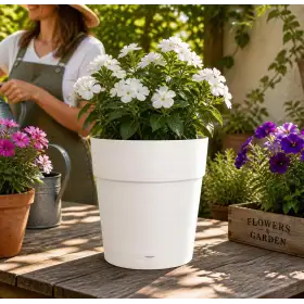 Maceta Save Pot - Maceta redonda blanca de 48 cm - Deroma