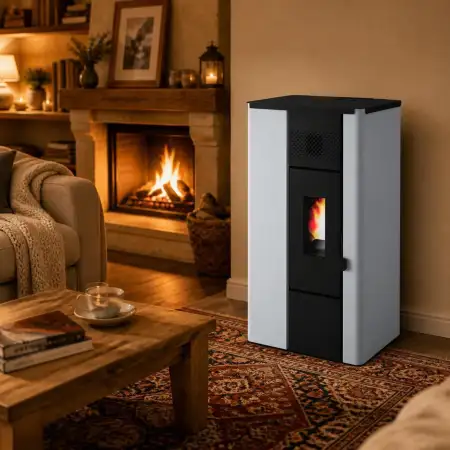 Noa 6.3 kW white pellet stove by Punto Fuoco