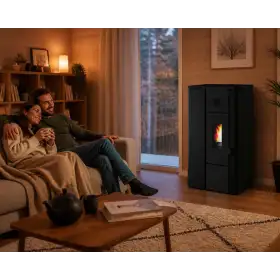 Poêle à pellets Noa noir gaufré 6,3 kW