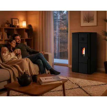 Noa 6,3 kW geprägter schwarzer Pelletofen