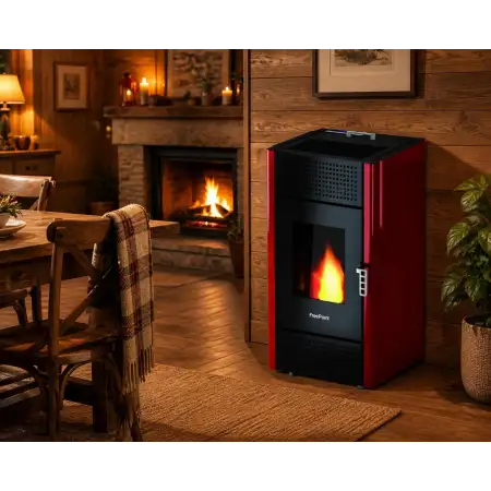 Miriam stufa a pellet 7 kW rossa con telecomando