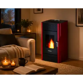 Leonora stufa a pellet 7 kW rossa con telecomando Leonora stufa a pellet 7 kW rossa con telecomando