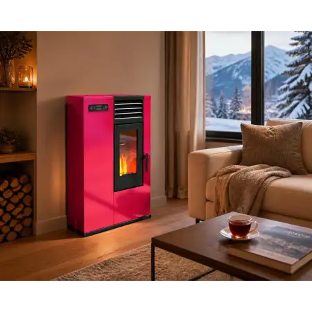 Estufa de pellets Susy roja 7,5 kW