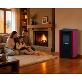 Poêle à pellets Vania rouge 9,5 kW