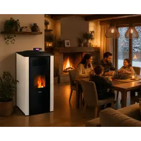 Sobă pe peleți Mira 16 albă - 16 kW