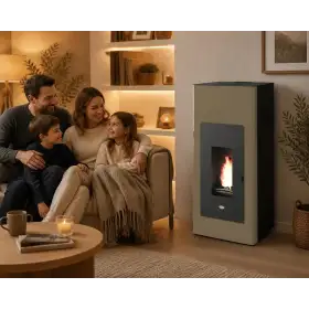 Ilaria Hydro 17.5 kW hydro pellet stove in dove gray
