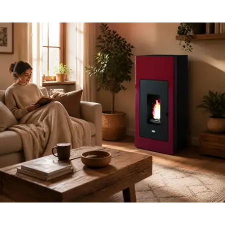 Ilaria Hydro estufa de pellets hidráulica roja 17,5 kW