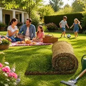 10 m2 de gazon gata făcut în rulouri