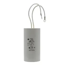 Kondensator 100 mikrofarad 450 VL, ideal për aplikime elektrike dhe energji.