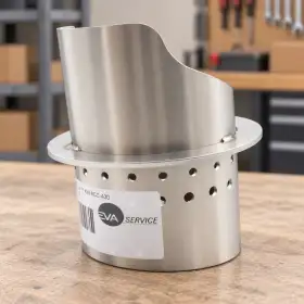 Brazier designed for 13-17 kW stoves, made of stainless steel with ventilation holes for optimal performance.