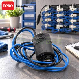 Solenoide 24 V nero con cavi blu e neri per sistemi di irrigazione