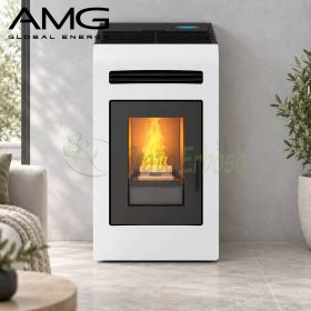 Cayenne - sobă pe peleți cu conducte de 12,3 kW, albă
