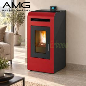 Cayenne - Estufa de pellets con conducto de 12,3 kW, roja