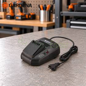 Chargeur rapide P4A AL 1830 CV 18V sur établi avec câble et voyant LED en atelier