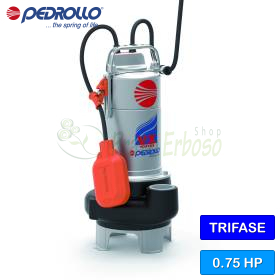 VX 8/50 (10 m) – 0,75 PS dreiphasige VORTEX-Elektropumpe für Abwasser Pedrollo - 1