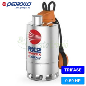 RX 2/20 (10m) - pompë elektrike trefazore VORTEX 0,50 HP për ujë të