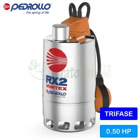 RX 2/20 (10m) - pompë elektrike trefazore VORTEX 0,50 HP për ujë të